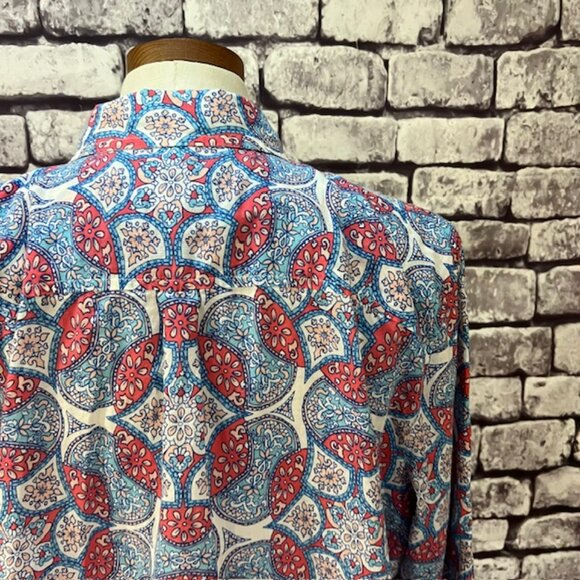 Talbots Blue, White & Pink Button Down Blouse Size 2X - Picture 7 of 9